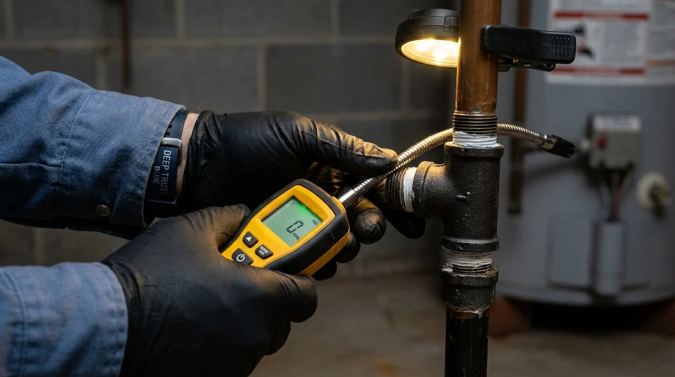 Gas leak detection with electronic sniffer by Johns Plumbing LLC in Manchaca