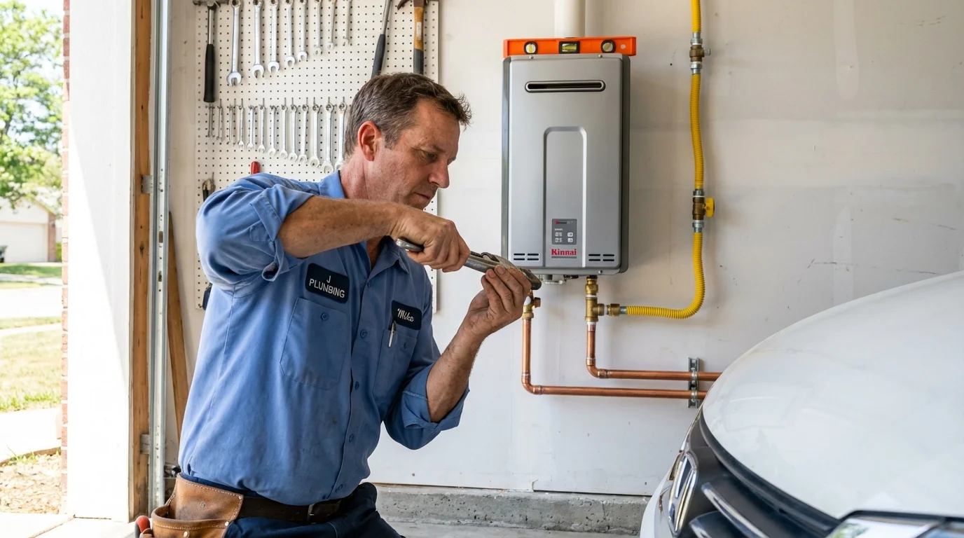 Tankless water heater installation by a Johns Plumbing LLC plumber in Manchaca